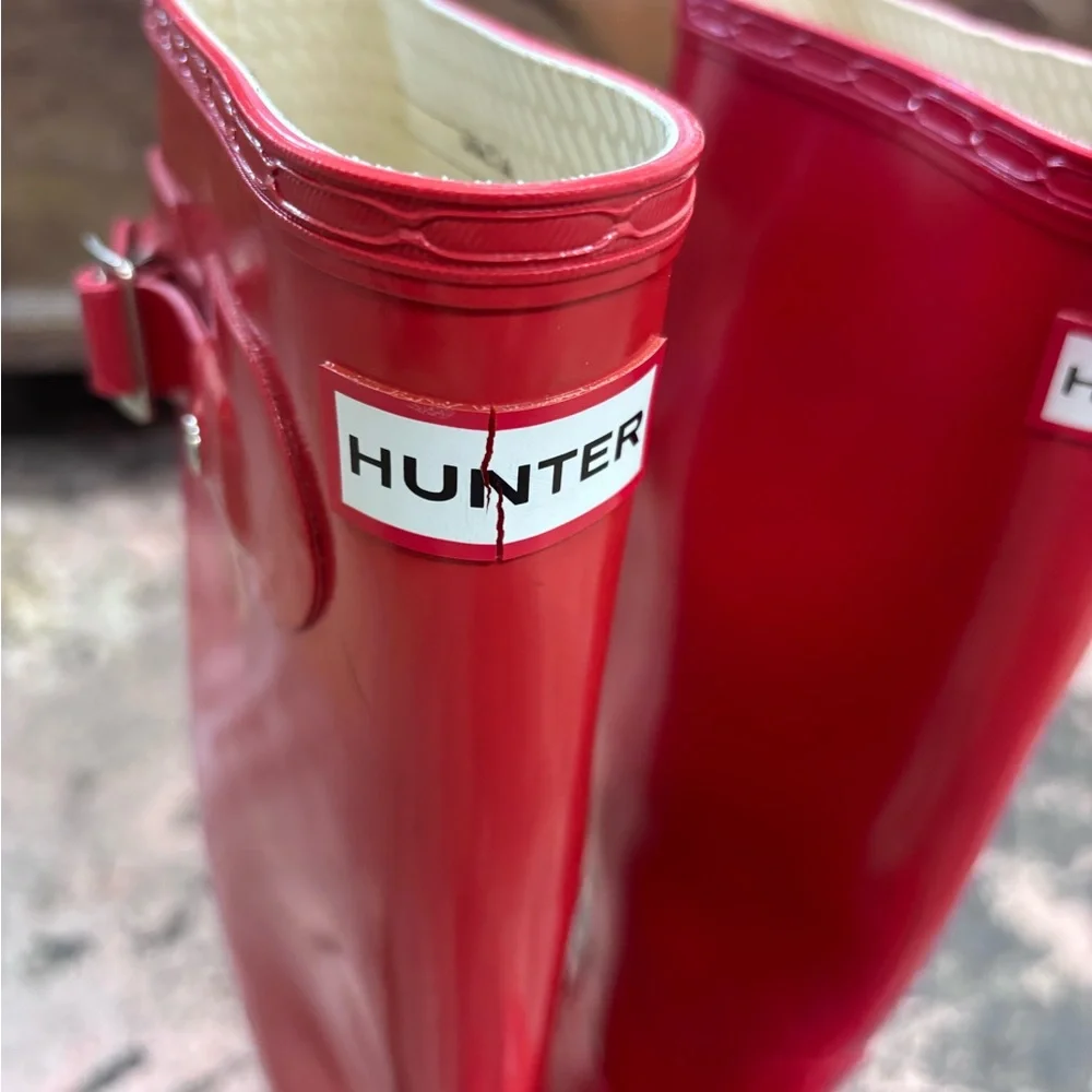Hunter Original Glossy Tall Rain Boots in Military Red